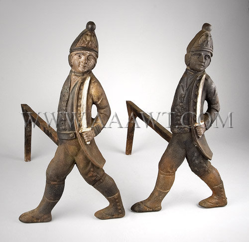 Pair of Hessian Soldier Andirons, entire view